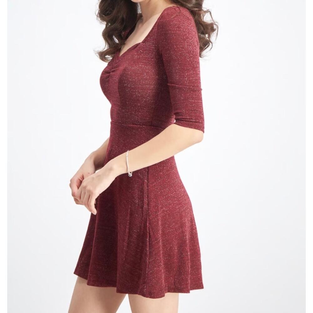 BeeBop fit and flare burgundy dress women’s size xs